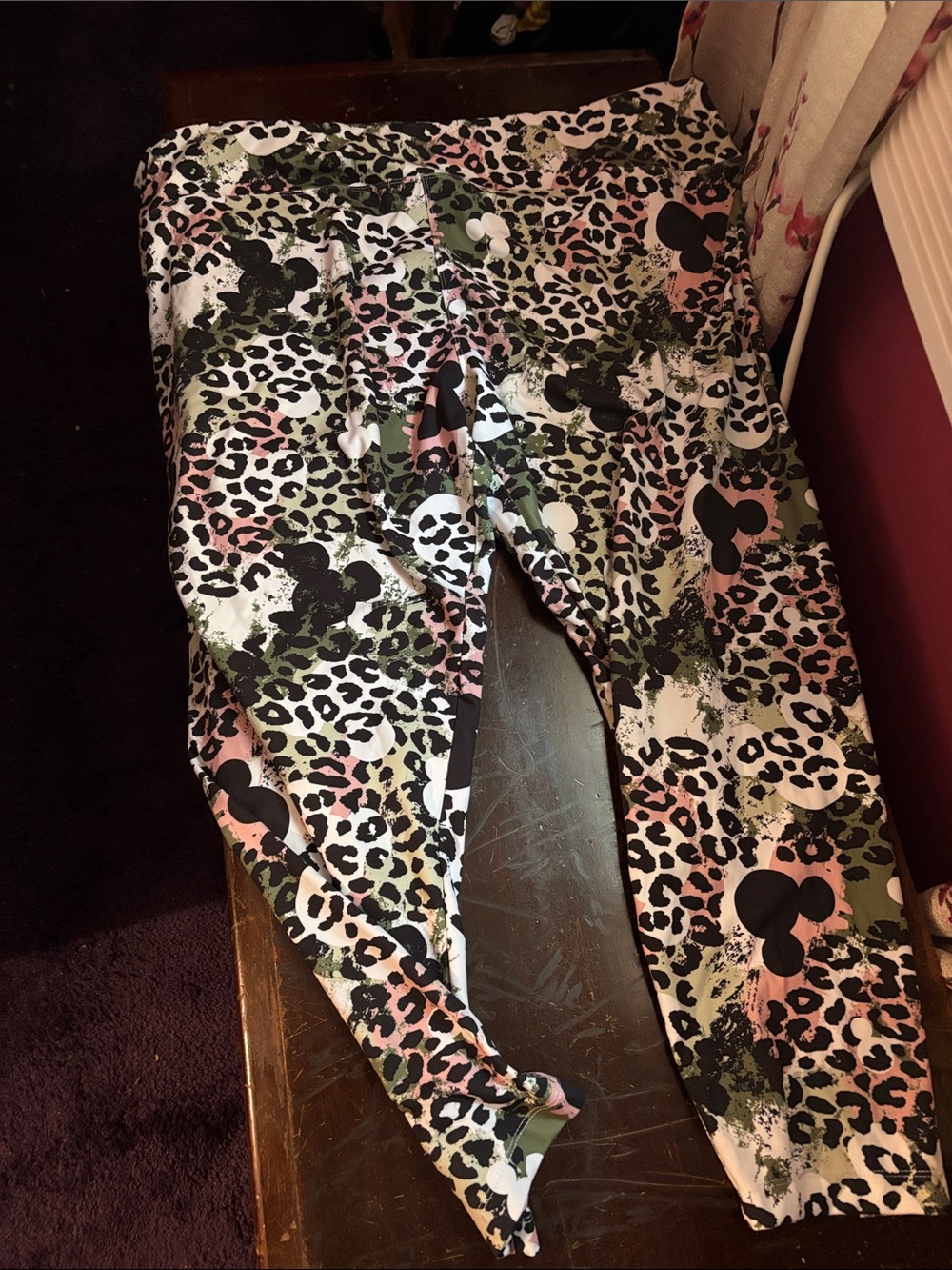 Disney Pink, Green & Black Leopard Mickey Leggings